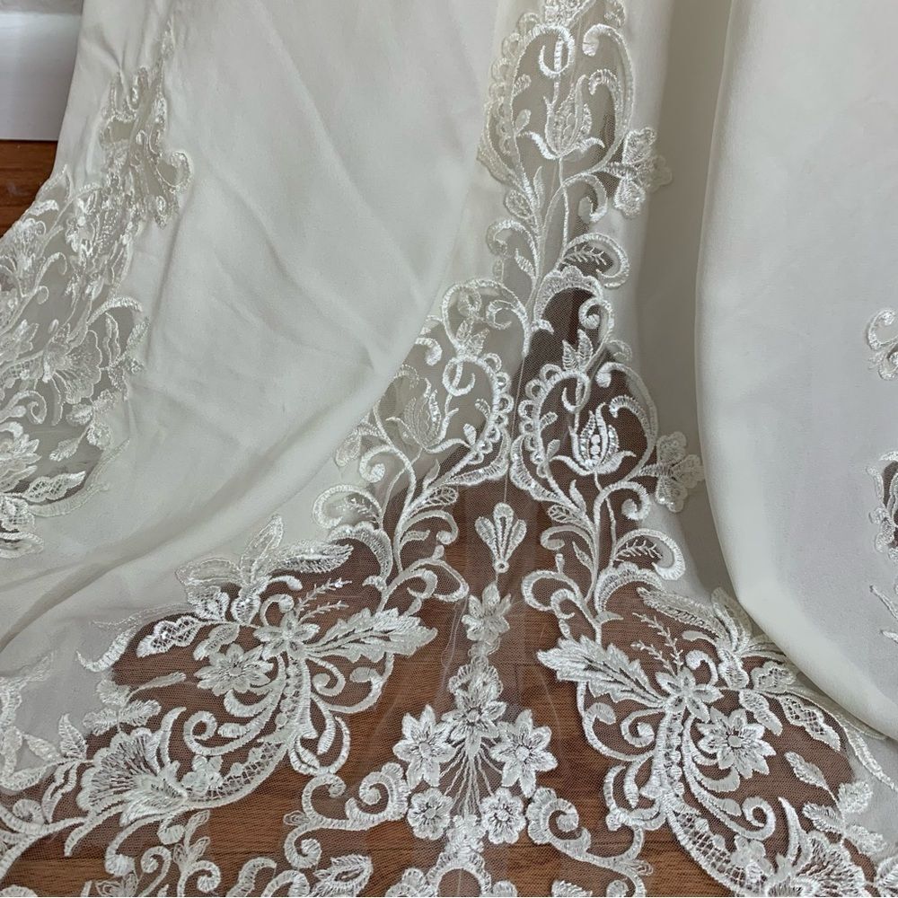 Galina Signature Long Sleeve Ivory Sheer Beaded Wedding Dress Davids‎ Bridal 4 - Picture 8 of 11